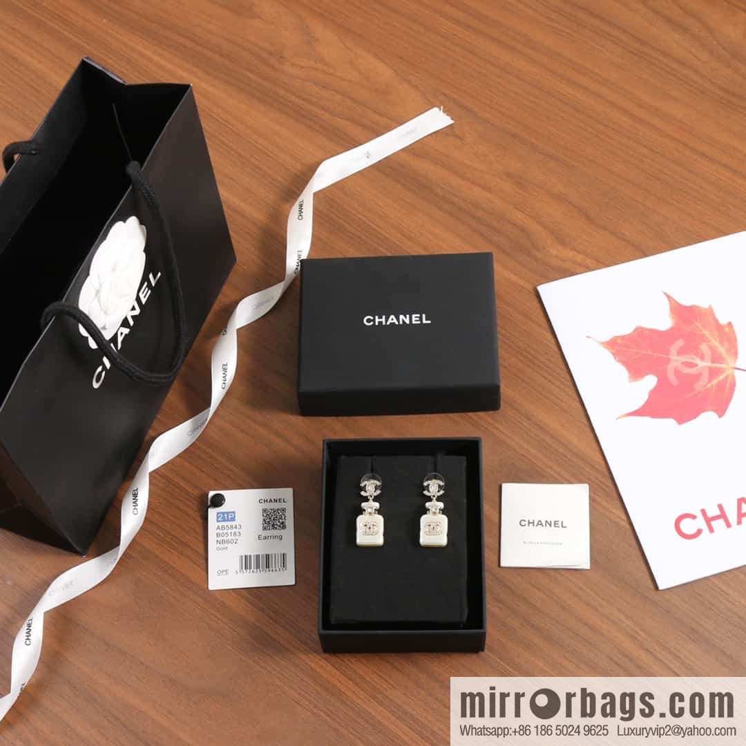New ☑️ CHANEL CHANEL c2 double c perfume bottle stud earrings