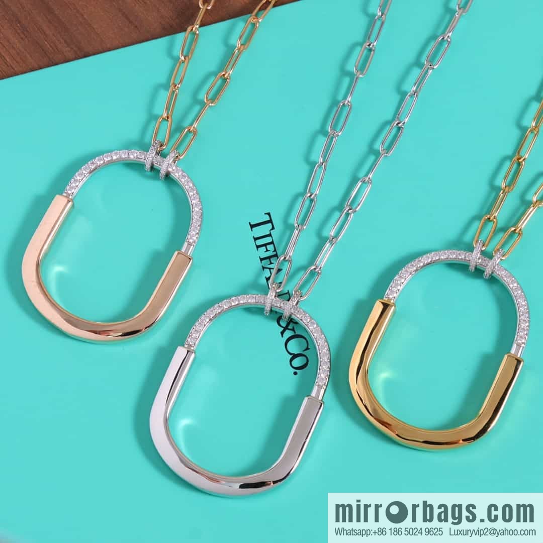 Tiffany Lock Half Diamond Lock Head Necklace