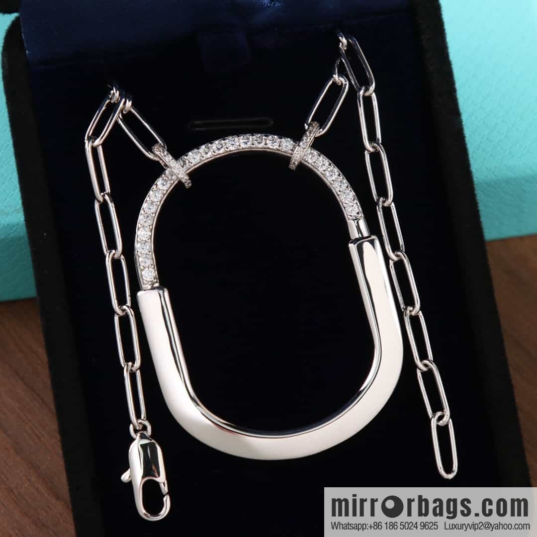 Tiffany Lock Half Diamond Lock Head Necklace