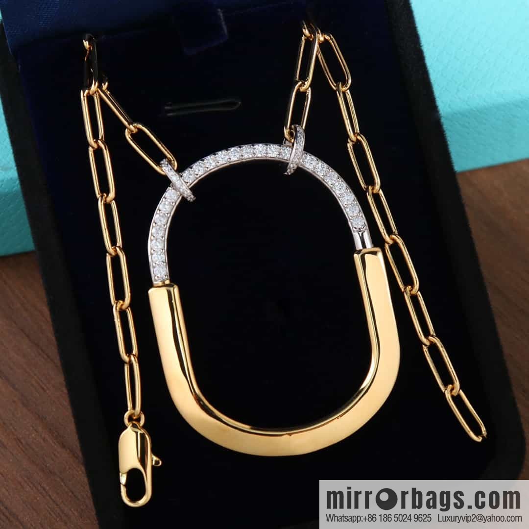 Tiffany Lock Half Diamond Lock Head Necklace