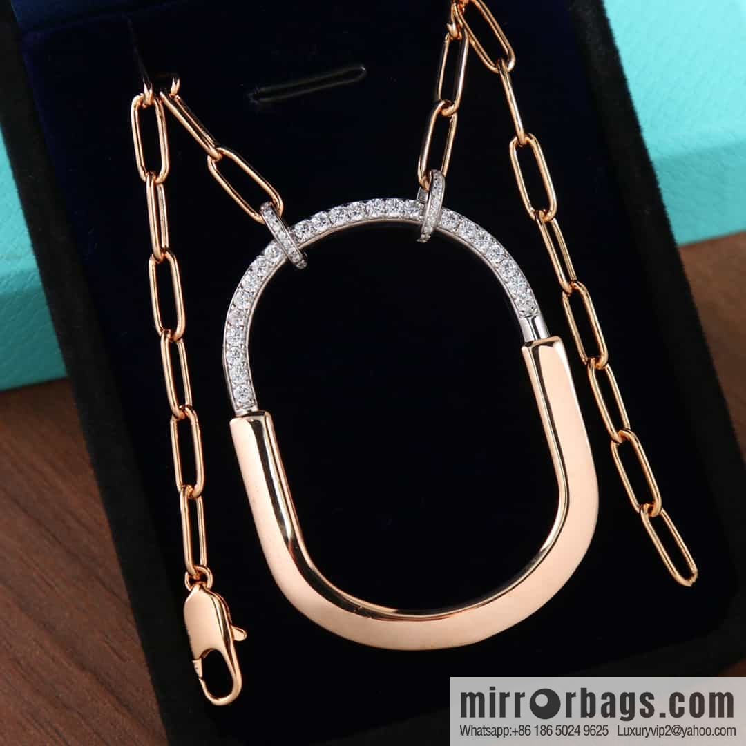 Tiffany Lock Half Diamond Lock Head Necklace