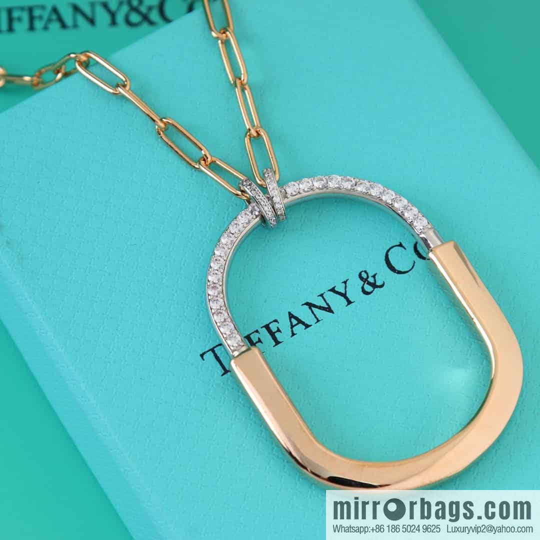 Tiffany Lock Half Diamond Lock Head Necklace