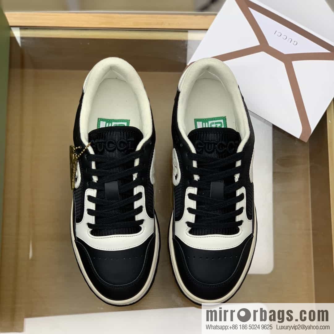 Gucci Gucci uses black and white color matching leather His & Hers Unisex sports and leisure shoes of the same style