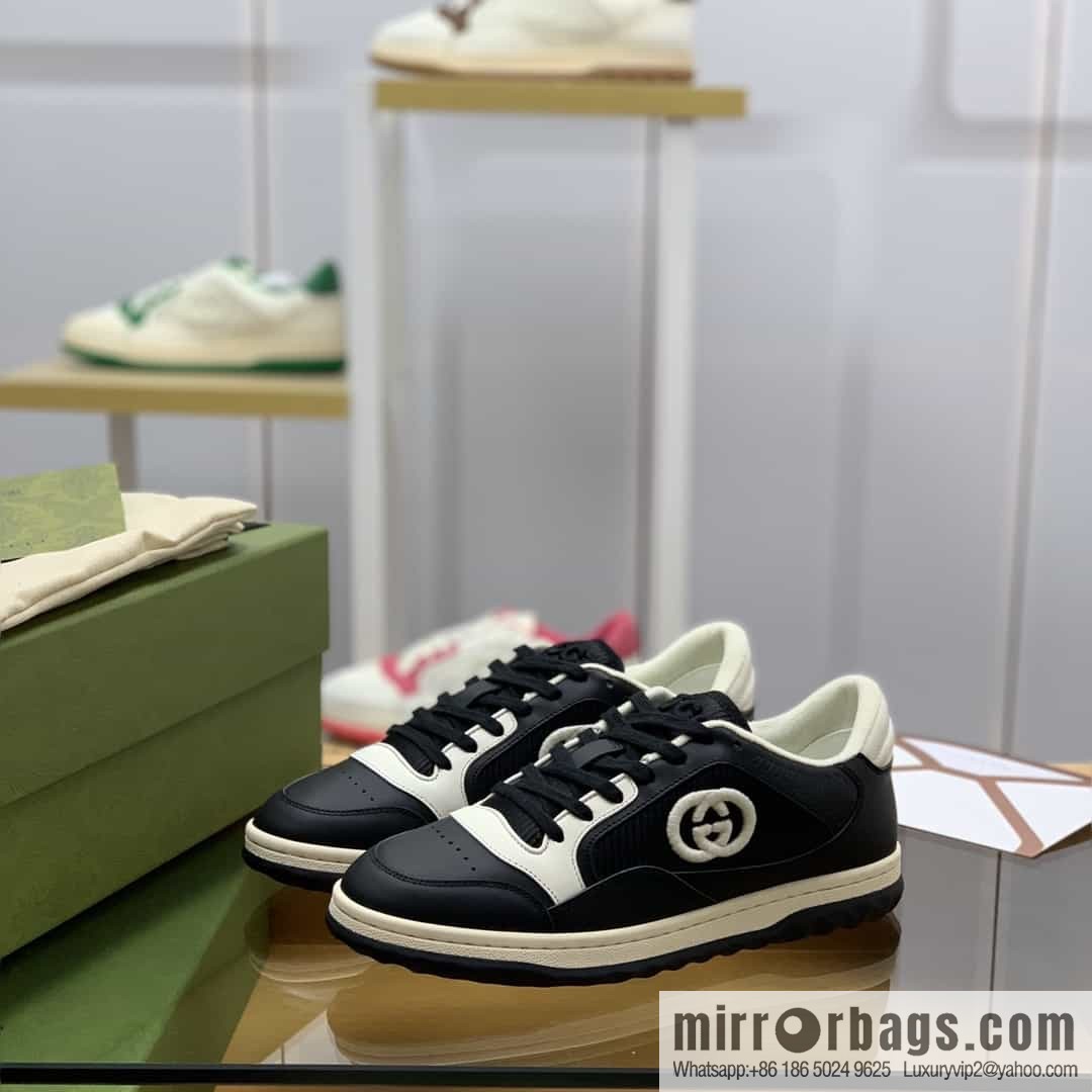 Gucci Gucci uses black and white color matching leather His & Hers Unisex sports and leisure shoes of the same style
