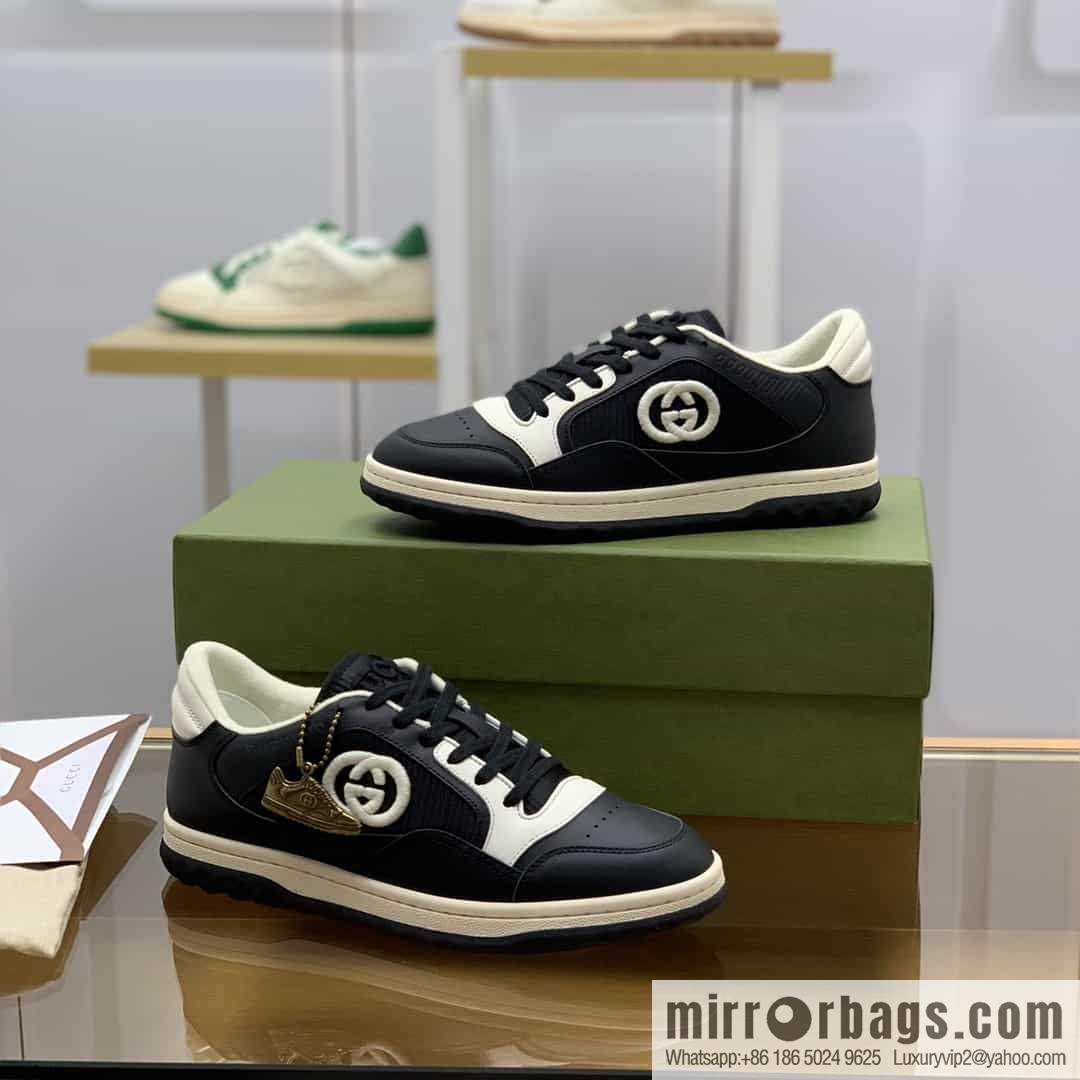 Gucci Gucci uses black and white color matching leather His & Hers Unisex sports and leisure shoes of the same style