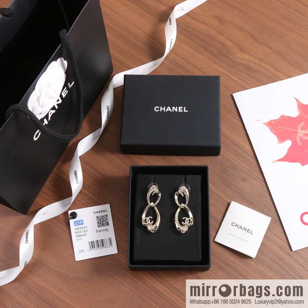 New ☑️ chanel c2 double c oval hollow stud earrings