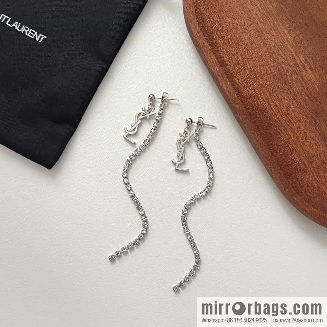 Saint Laurent YSL fringed diamond stud earrings