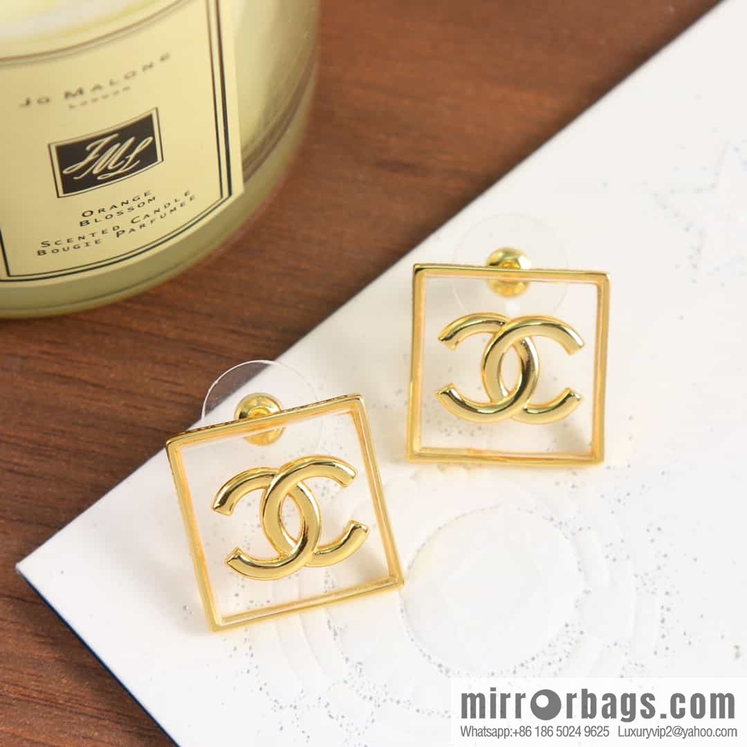 New ☑️ Chanel Double C Square Acrylic Gold Necklace Necklace