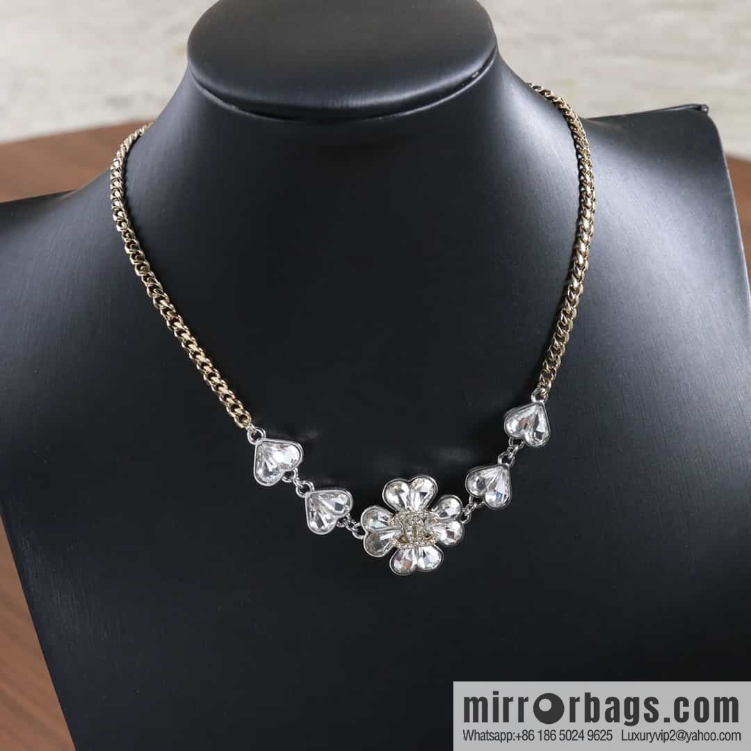New ☑️ Chanel double c full diamond peach heart love necklace