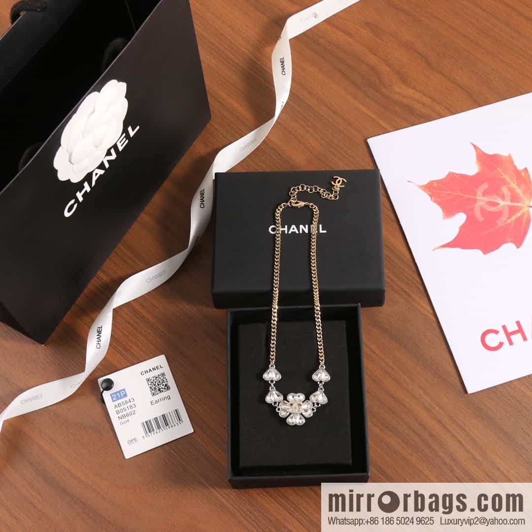 New ☑️ Chanel double c full diamond peach heart love necklace