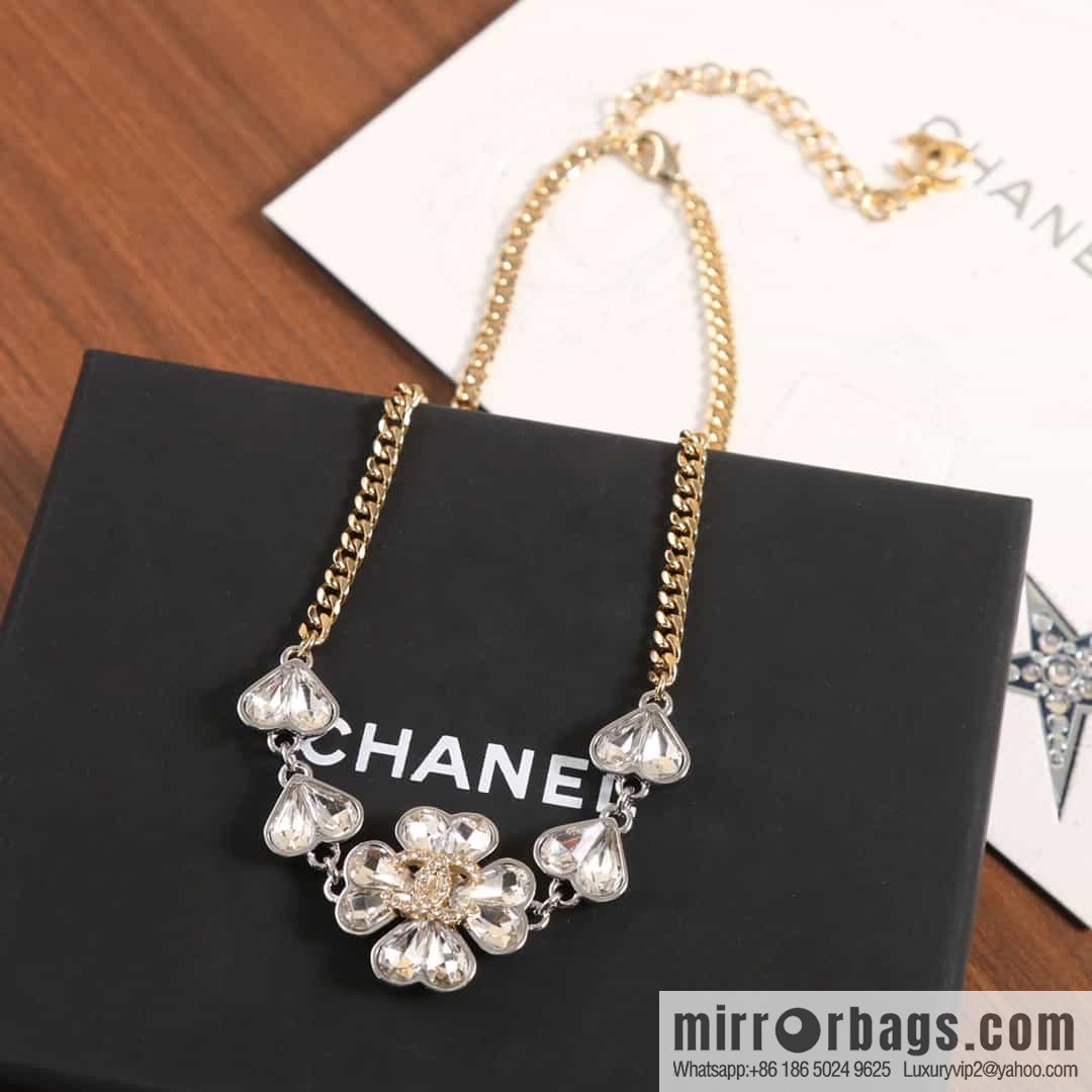 New ☑️ Chanel double c full diamond peach heart love necklace