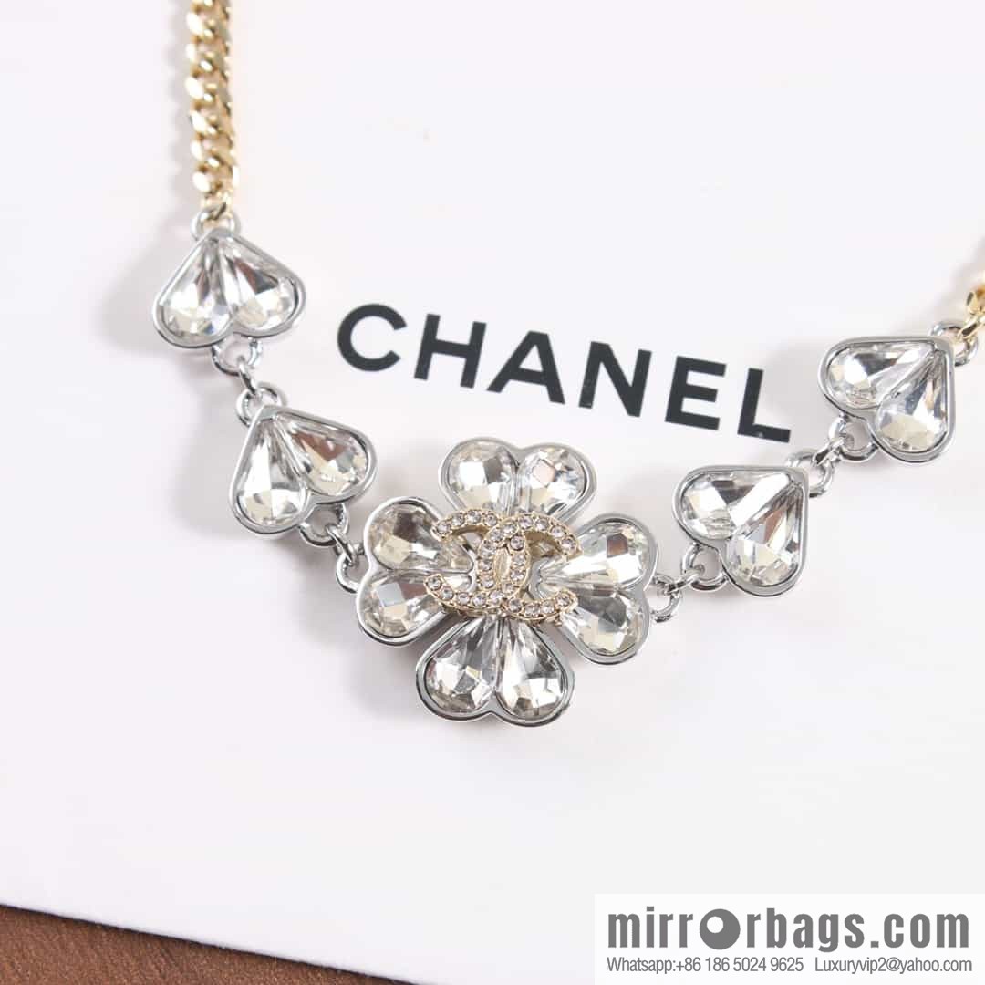 New ☑️ Chanel double c full diamond peach heart love necklace