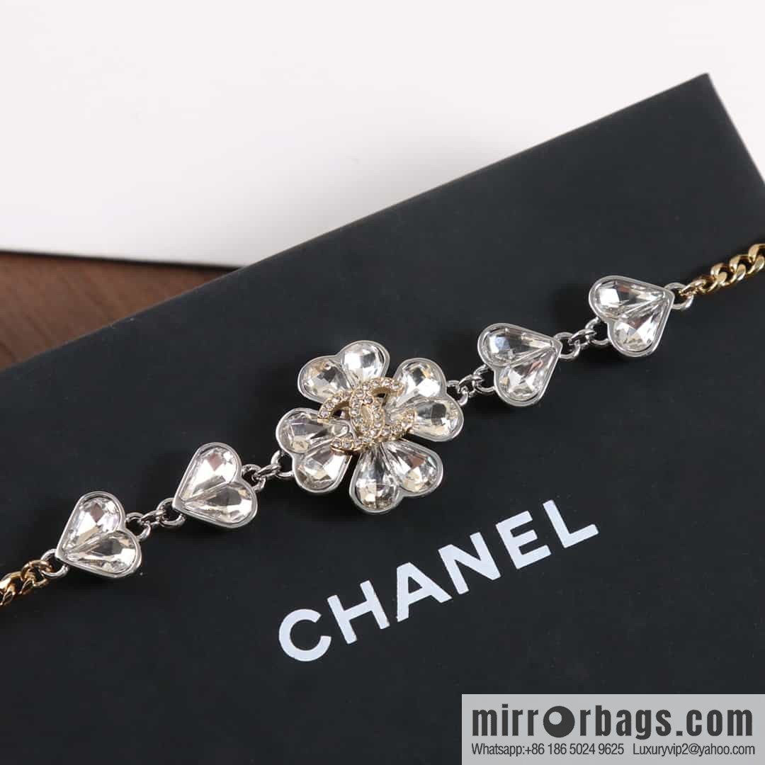 New ☑️ Chanel double c full diamond peach heart love necklace