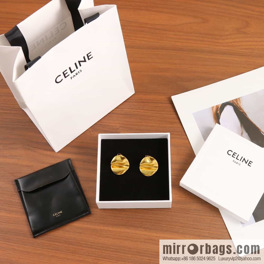 New ☑️ Celine Convex Gold Stud Earrings