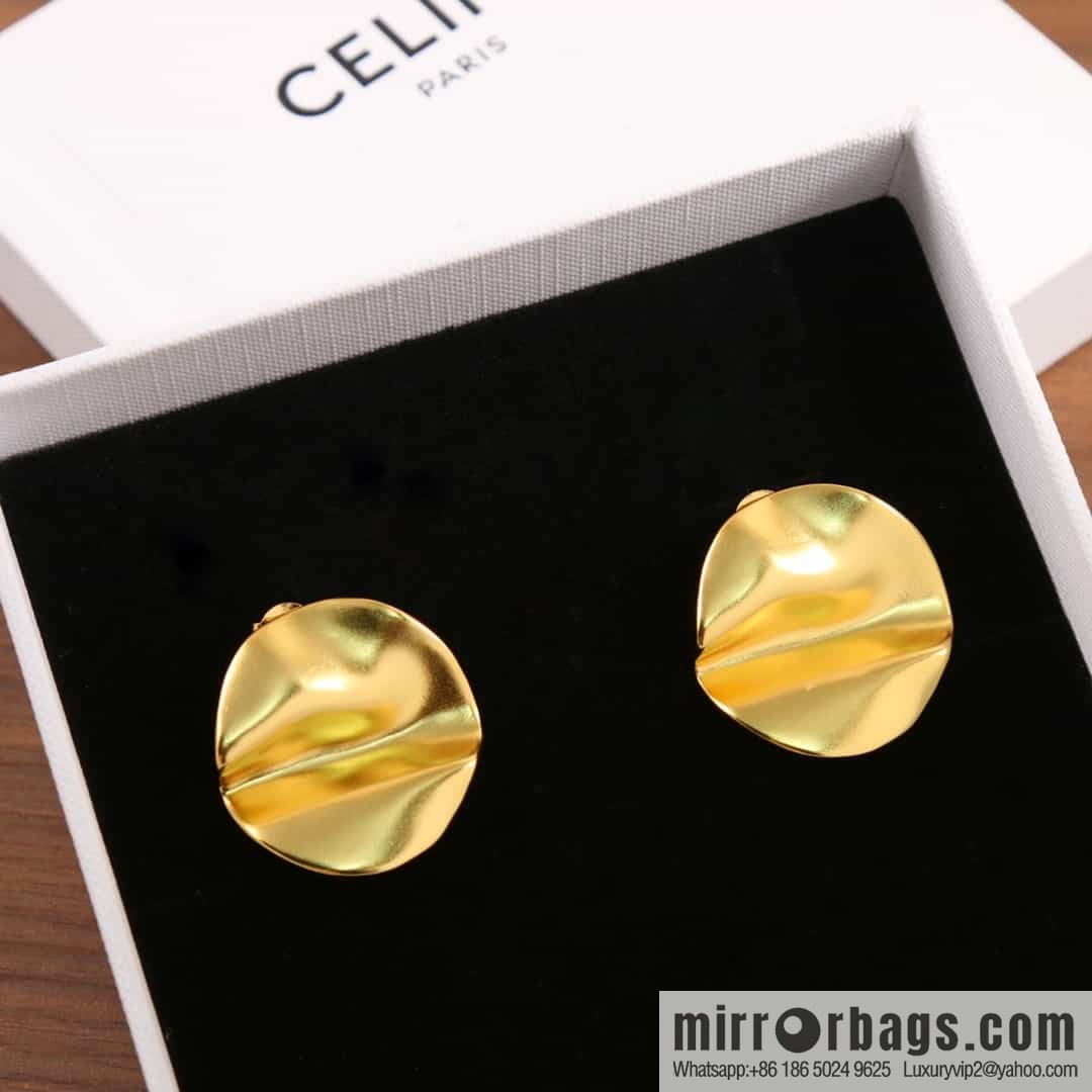 New ☑️ Celine Convex Gold Stud Earrings
