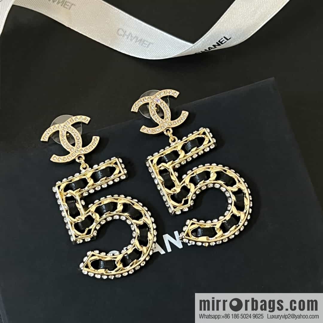 New ☑️ Chanel c2 double c No. 5 black leather rope earrings