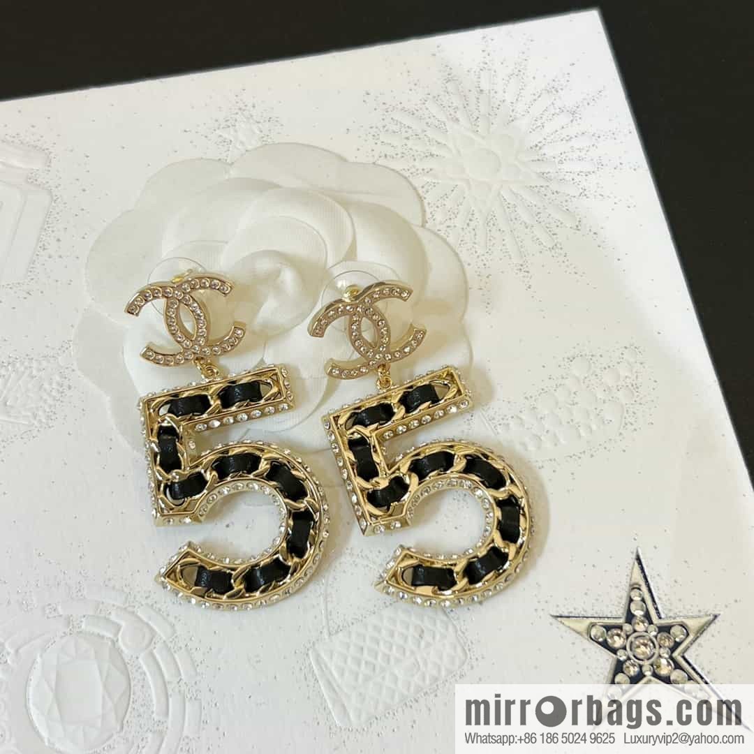New ☑️ Chanel c2 double c No. 5 black leather rope earrings