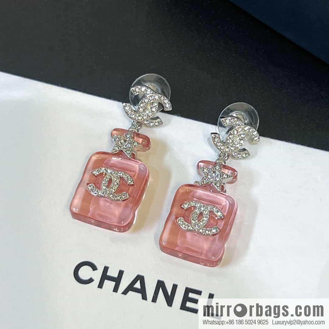 New ☑️ chanel c2 double c pink perfume bottle earrings