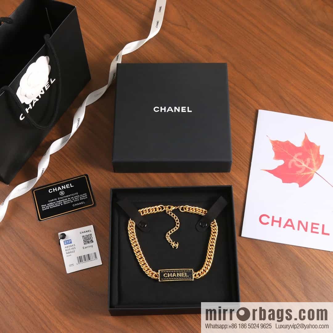 New ☑️ Chanel Double C Black Stripe Leather Necklace Necklace