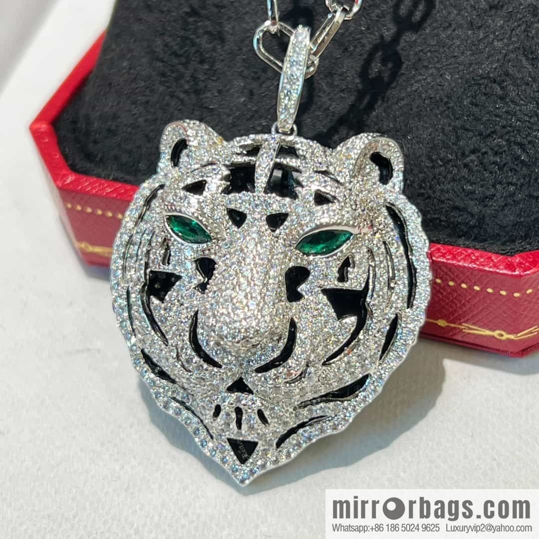 Cartier PANTHÜRE DECARTIER Jungle Series Full Diamond Tiger Head Necklace