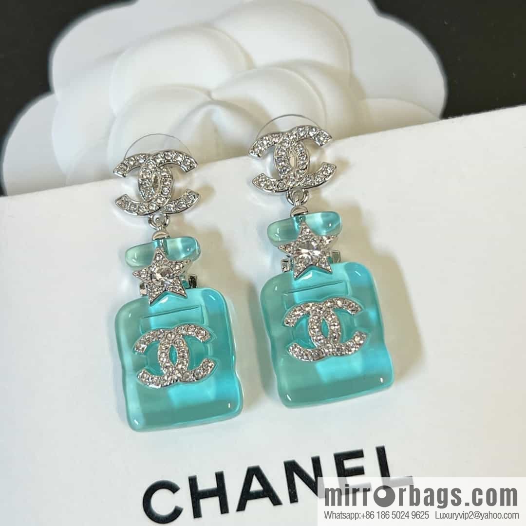 New ☑️ chanel c2 double c blue perfume bottle earrings