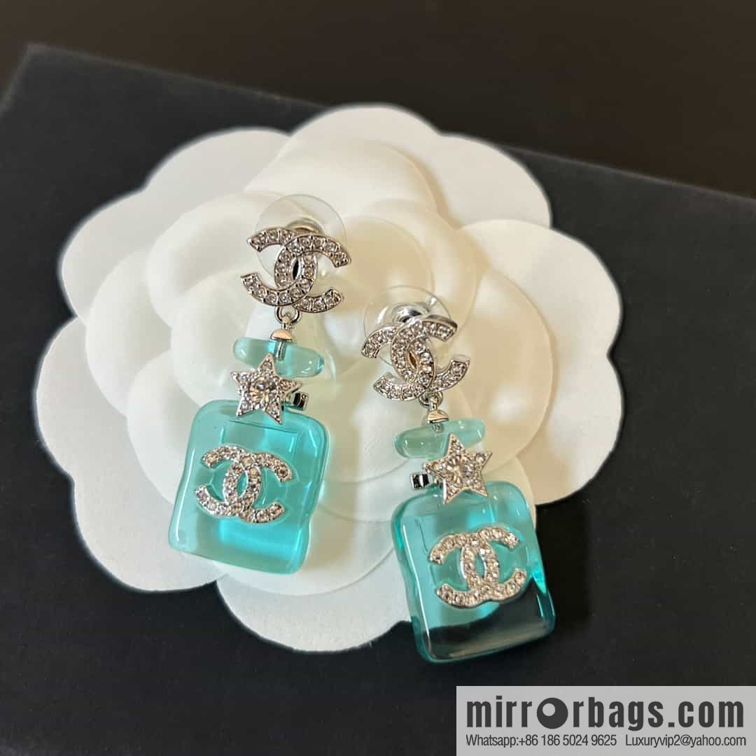 New ☑️ chanel c2 double c blue perfume bottle earrings