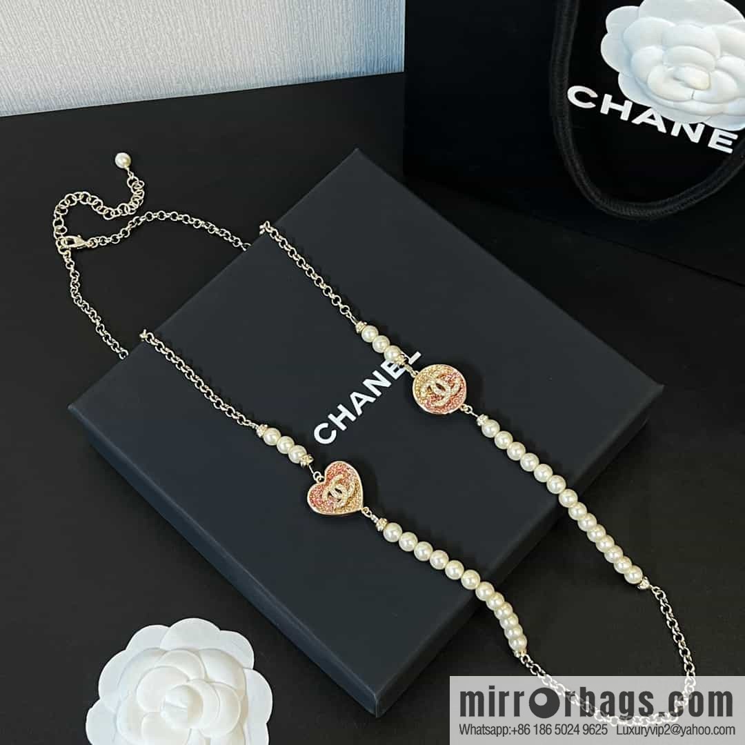 New ☑️ Chanel double c pearl gradual change pink diamond necklace sweater chain