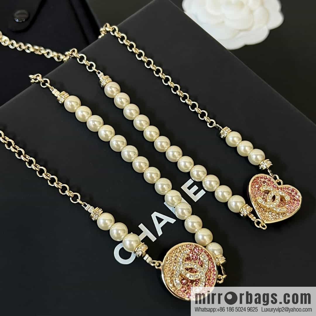 New ☑️ Chanel double c pearl gradual change pink diamond necklace sweater chain