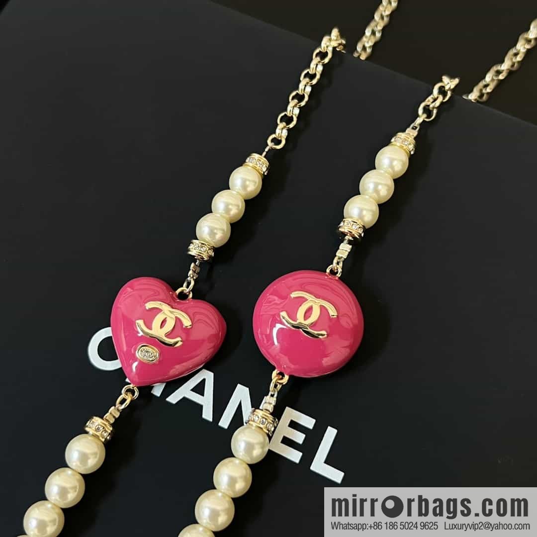 New ☑️ Chanel double c pearl gradual change pink diamond necklace sweater chain