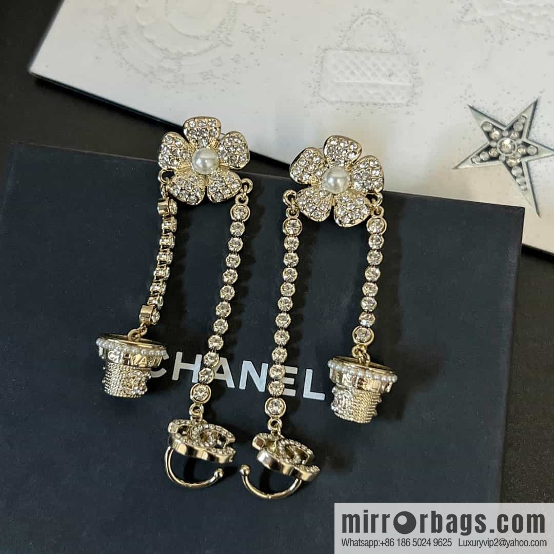 New ☑️ CHANEL CHANEL c2 double c flower pot earrings stud earrings