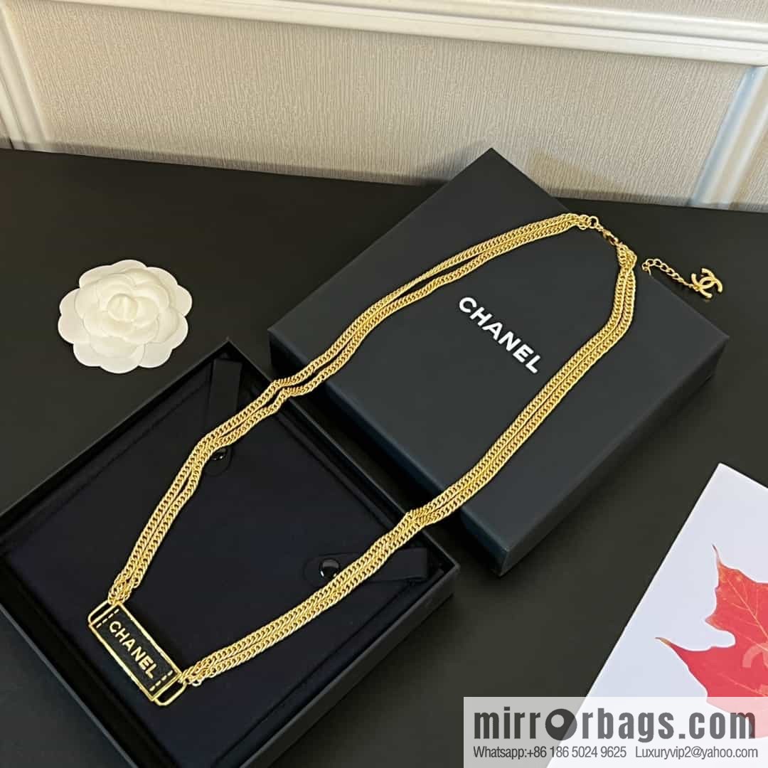 New ☑️ Chanel black leather double belt belt chain