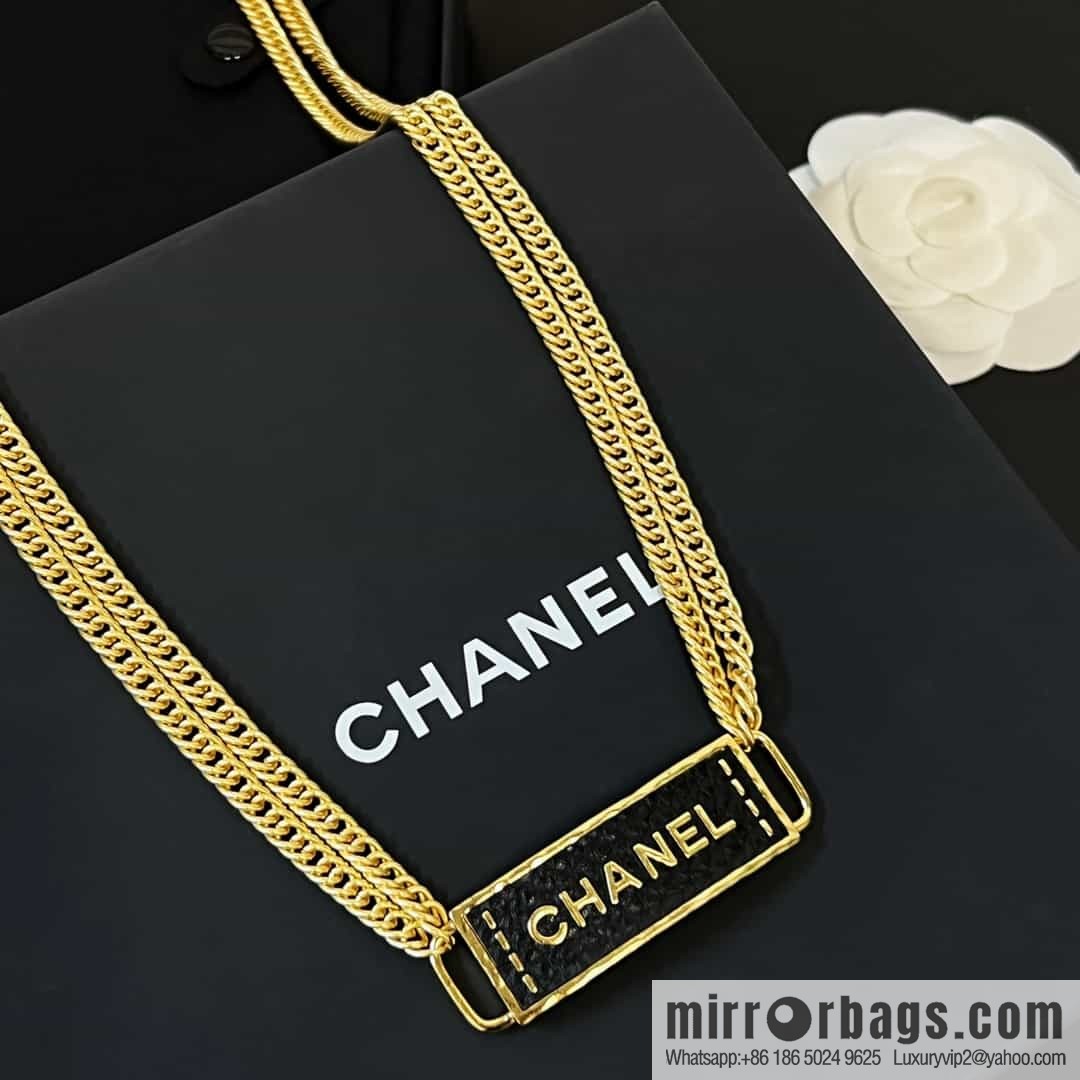 New ☑️ Chanel black leather double belt belt chain