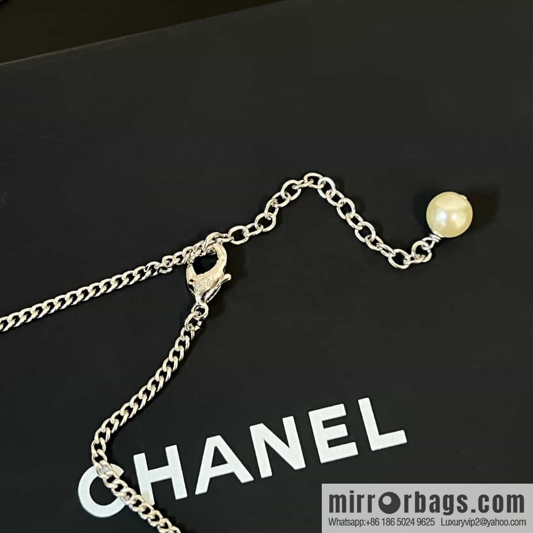 New ☑️ Chanel full diamond letter pearl sweater chain necklace