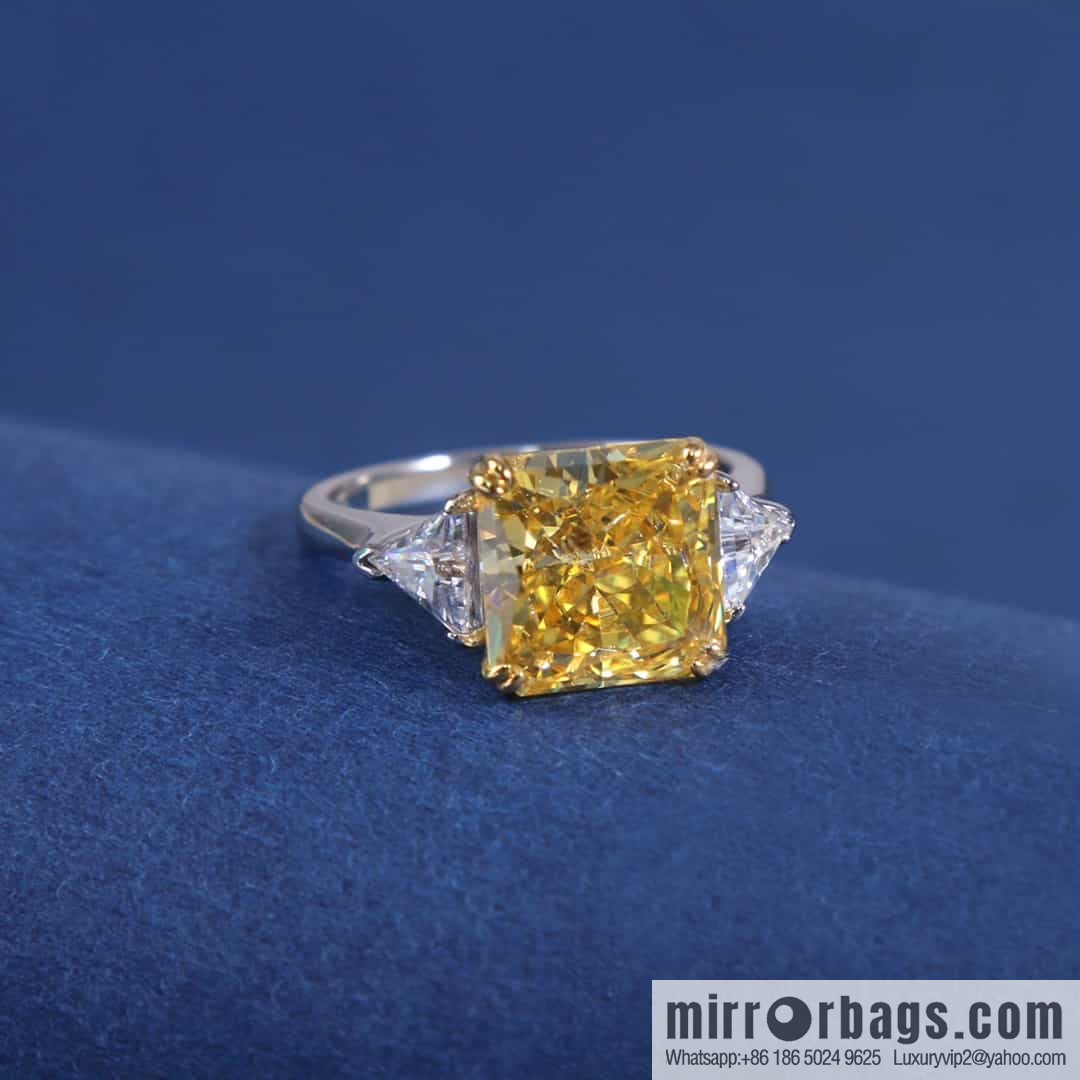 HARRY WINSTON HW, square yellow diamond ring, diamond ring