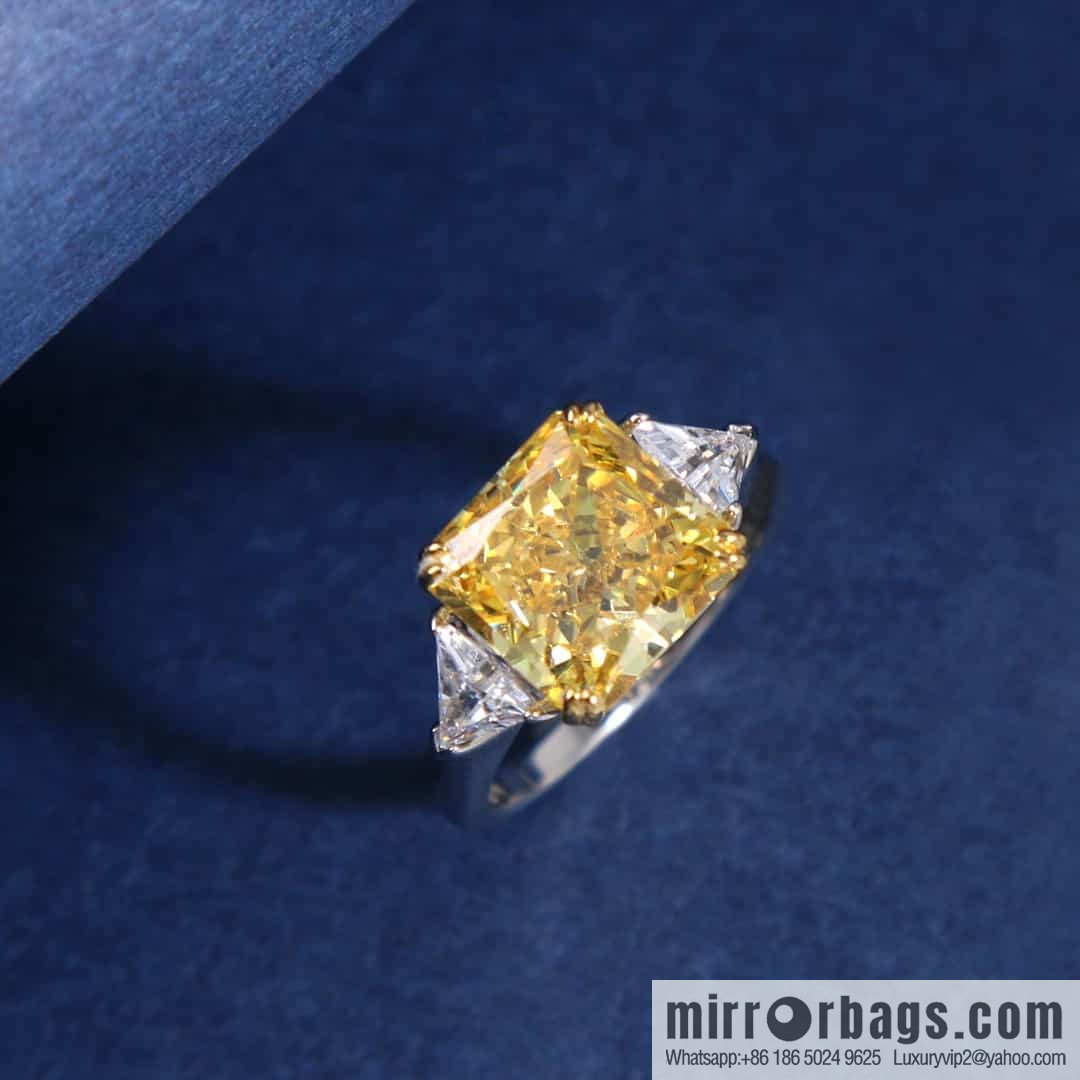 HARRY WINSTON HW, square yellow diamond ring, diamond ring