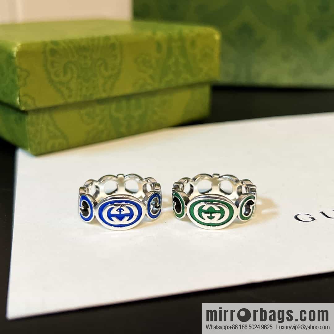New Gucci Gucci letter double G enamel drip ring