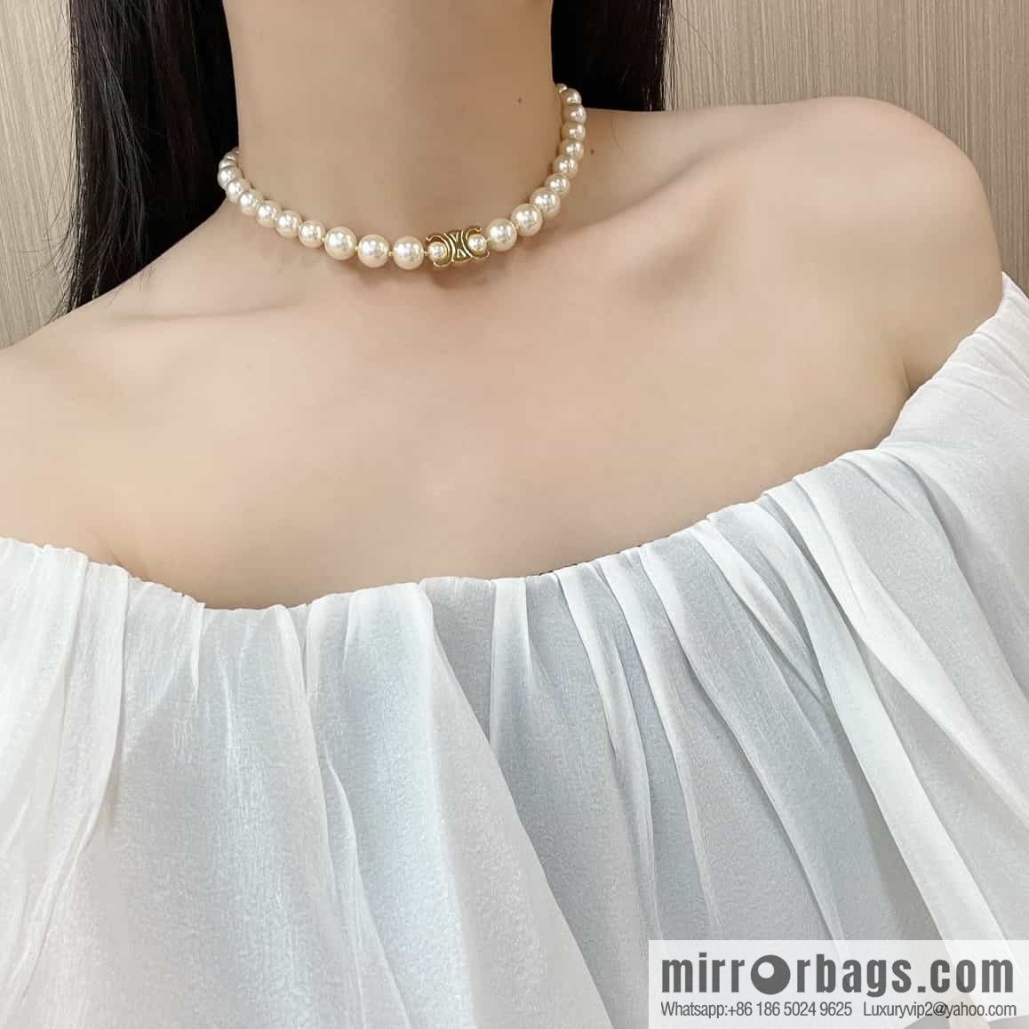 New ☑️ Celine Arc de Triomphe Pearl Necklace Necklace