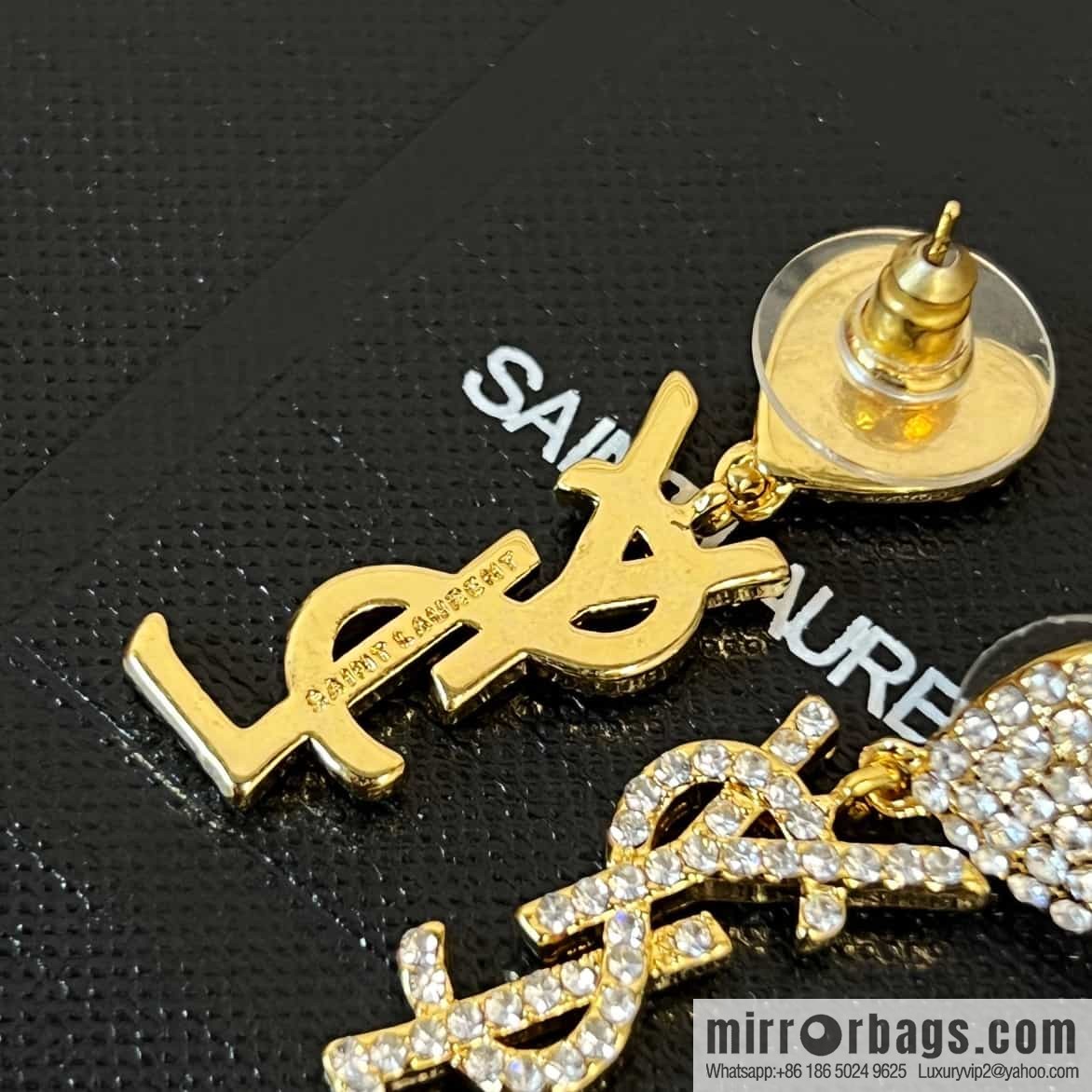Saint Laurent YSL Love Peach Heart Full Diamond Stud Earrings