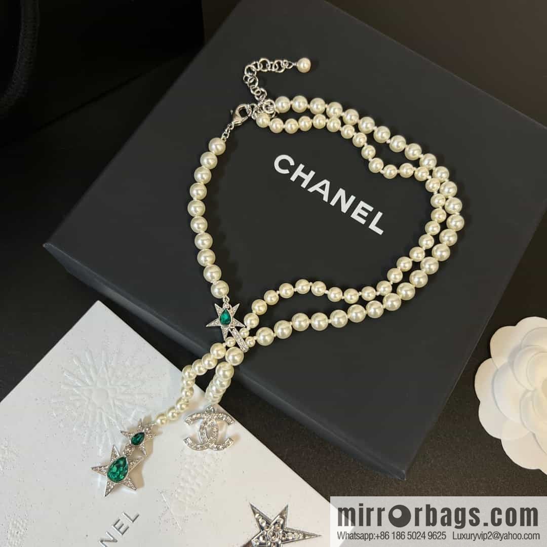 New ☑️ Chanel Tassel Star Emerald Pearl Necklace