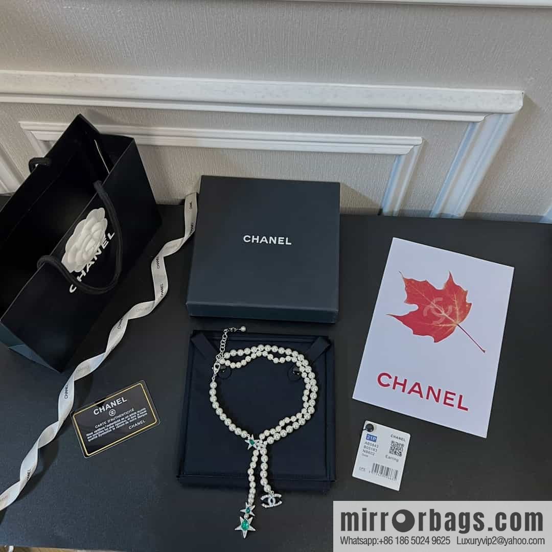 New ☑️ Chanel Tassel Star Emerald Pearl Necklace