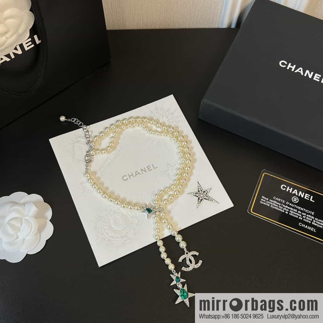 New ☑️ Chanel Tassel Star Emerald Pearl Necklace