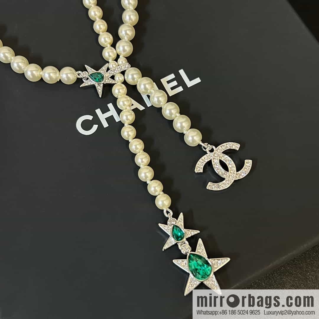 New ☑️ Chanel Tassel Star Emerald Pearl Necklace