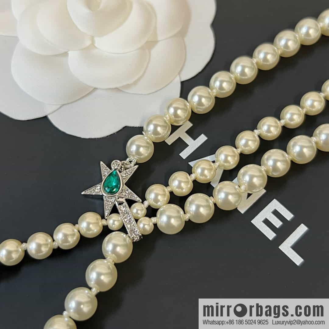 New ☑️ Chanel Tassel Star Emerald Pearl Necklace