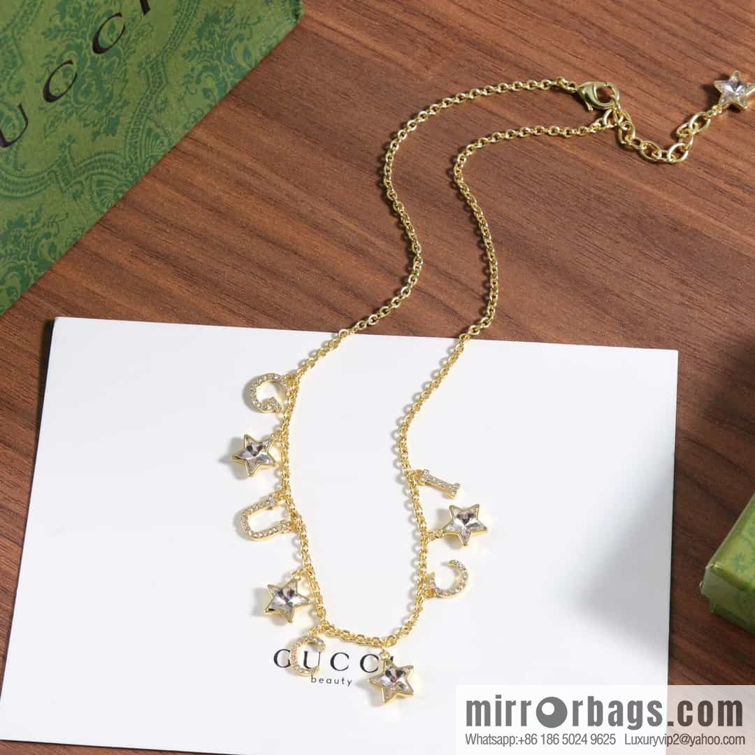 New Gucci Gucci fringed letter star pentagram necklace
