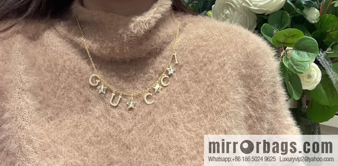 New Gucci Gucci fringed letter star pentagram necklace