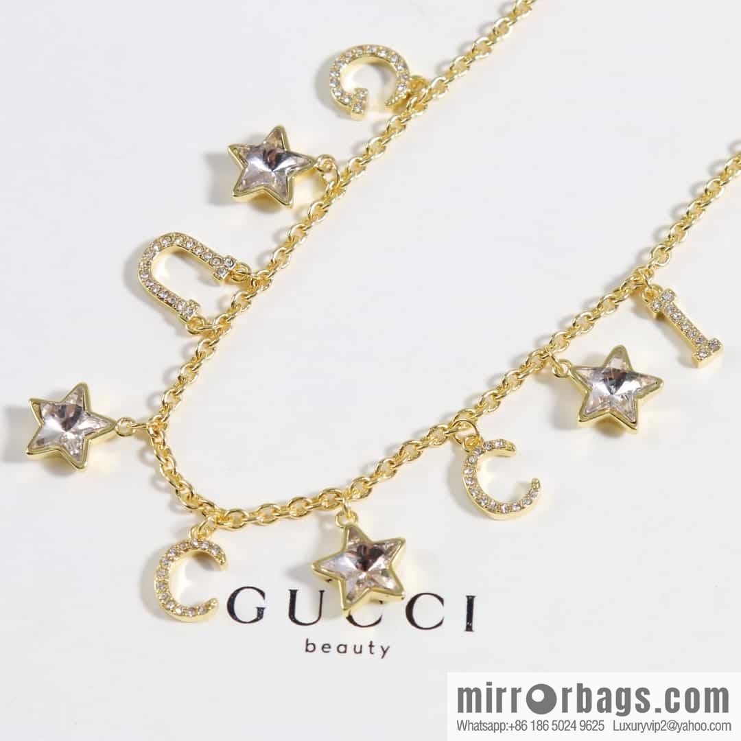New Gucci Gucci fringed letter star pentagram necklace