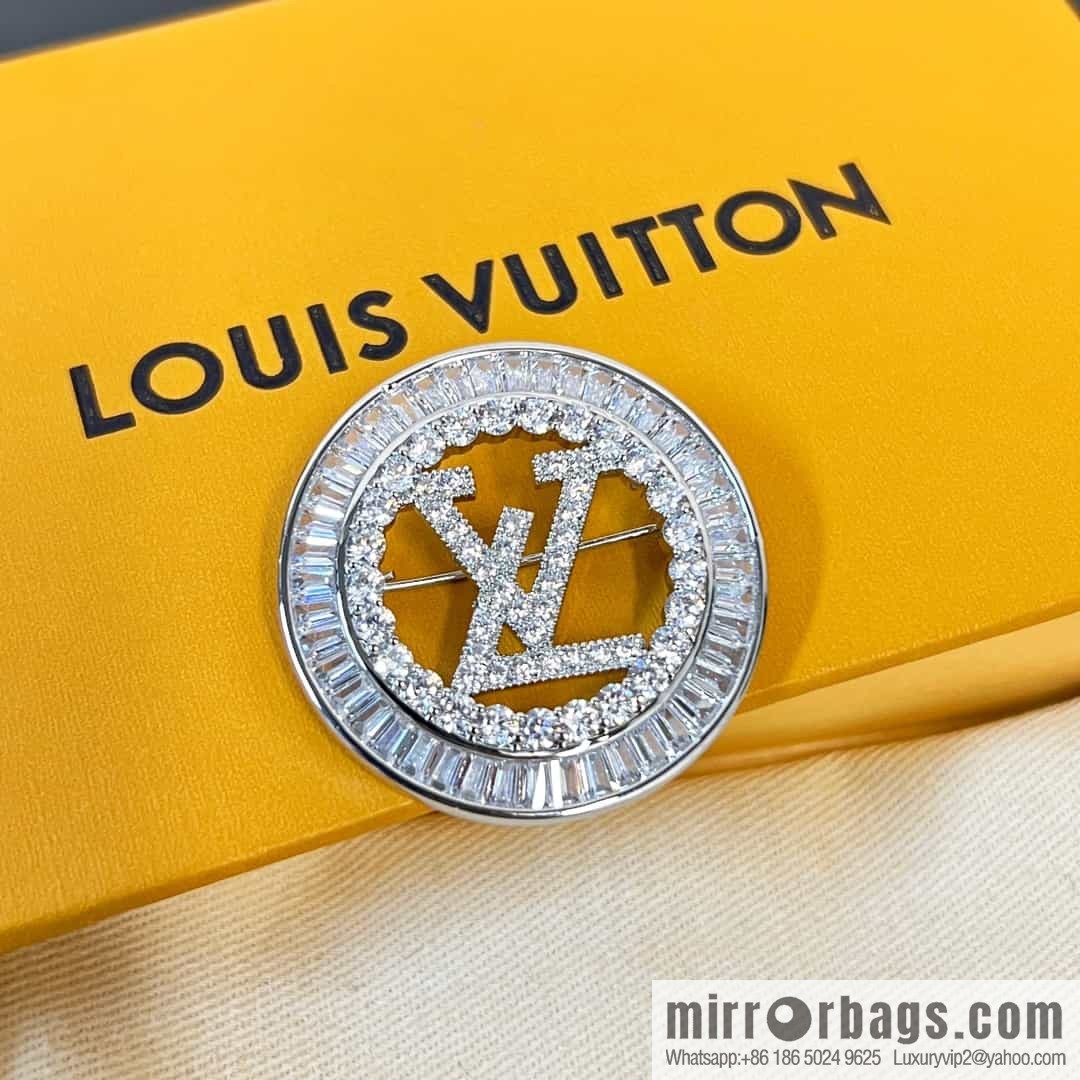 Louis Vuitton Medieval Full Diamond LV Letter Brooch