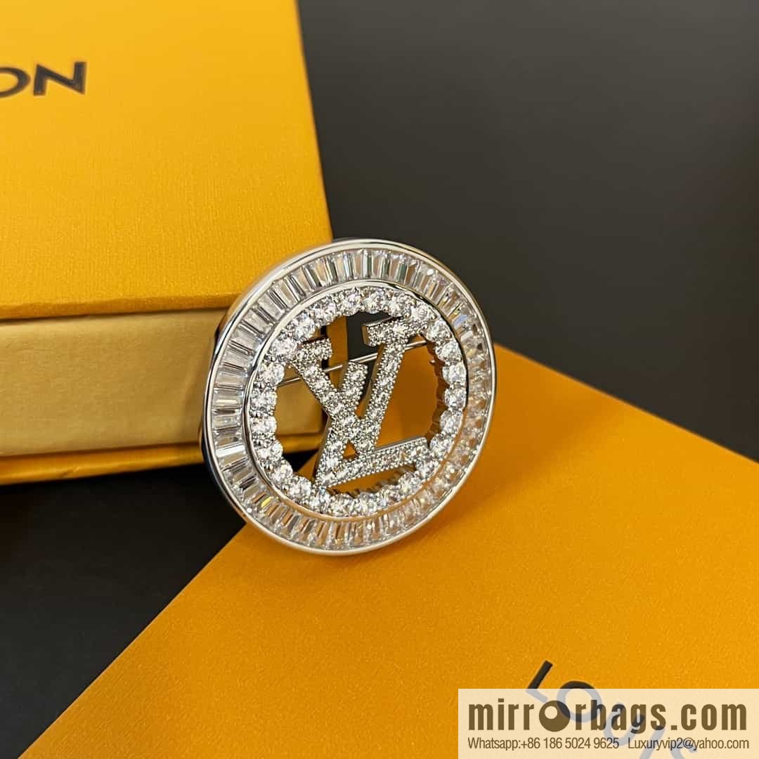 Louis Vuitton Medieval Full Diamond LV Letter Brooch
