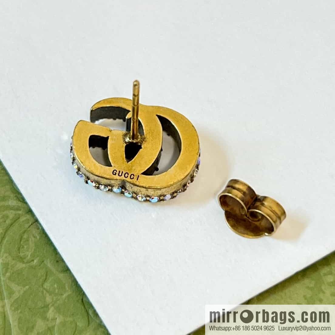 New Gucci Gucci double G full diamond stud earrings