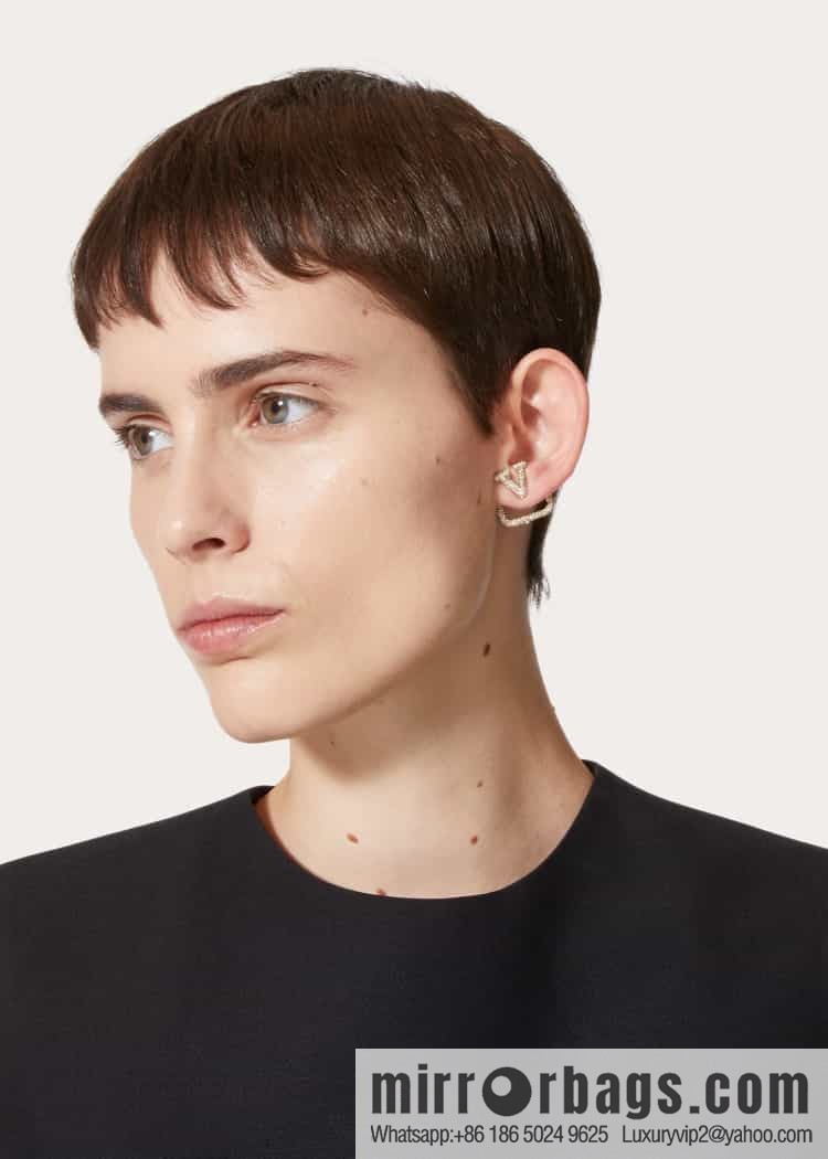 New ☑️ Valentino full diamond V gold stud earrings